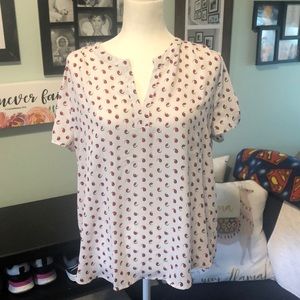 Pleione Blouse with Red and Black Print - Size M